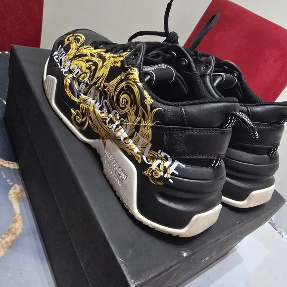 Versace Jeans Couture Black and Gold Men's Sneakers - Picture 3 of 10